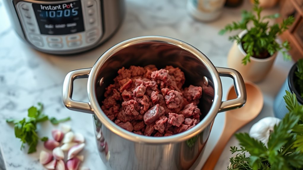 add beef evenly first