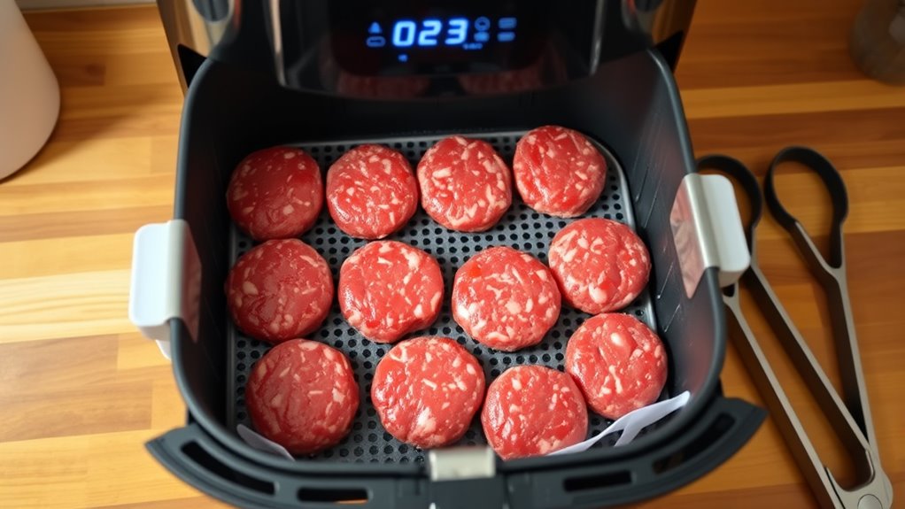 arrange patties evenly spaced