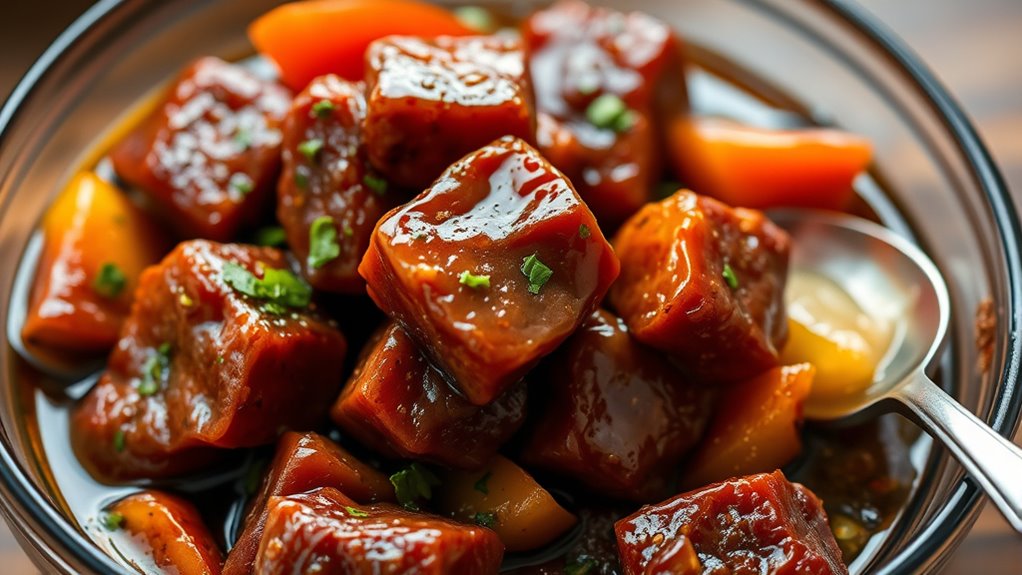 coat beef with marinade