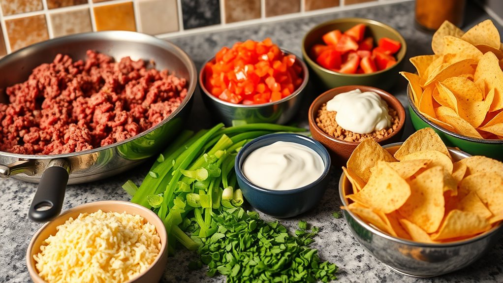 gather ingredients before cooking