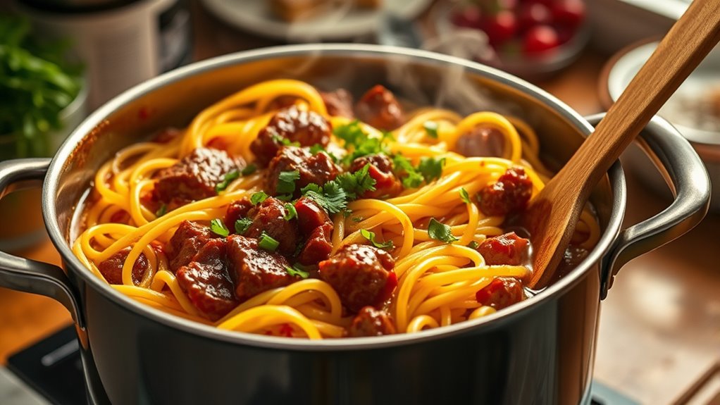 cook noodles and beef