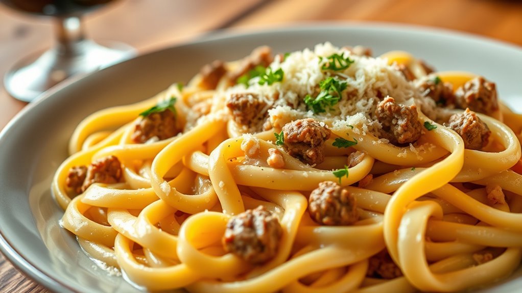 creamy beef pasta skillet