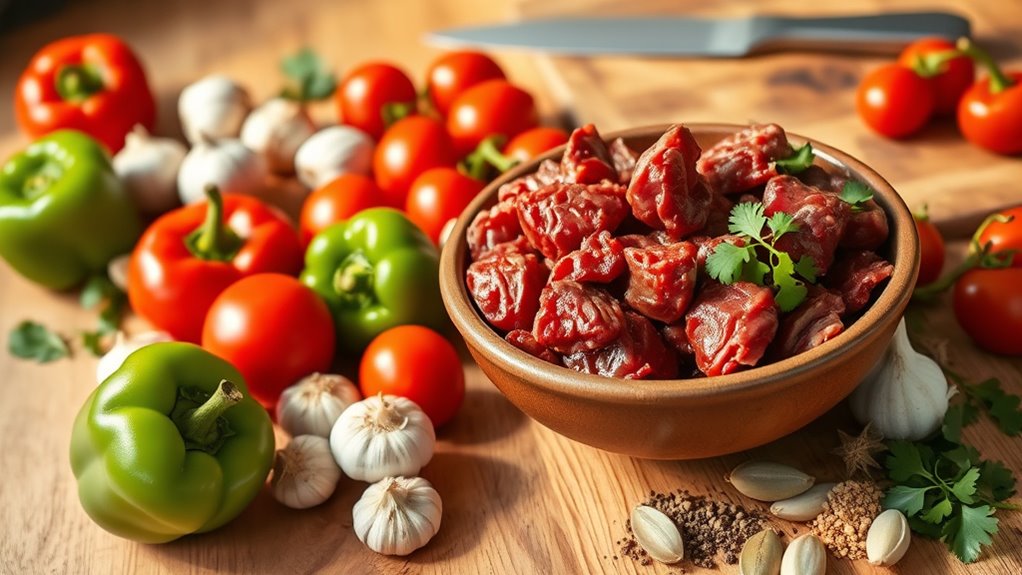 gather beef vegetables spices