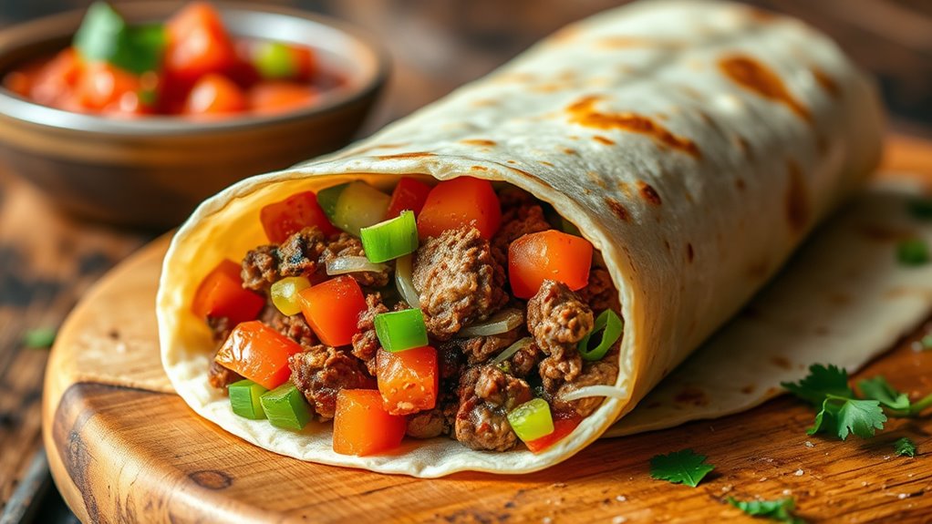 beef burrito calorie content