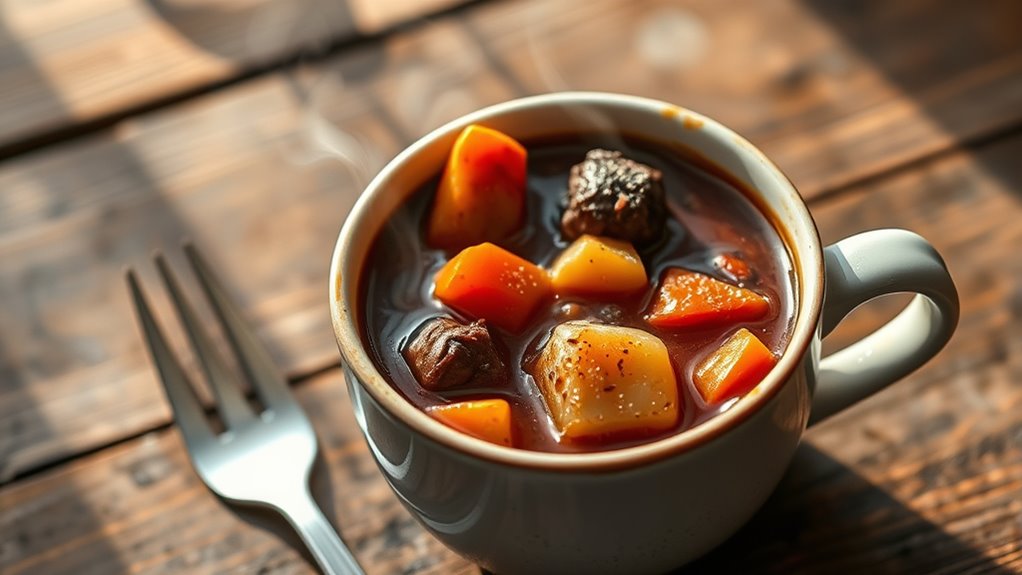 calorie range for beef stew