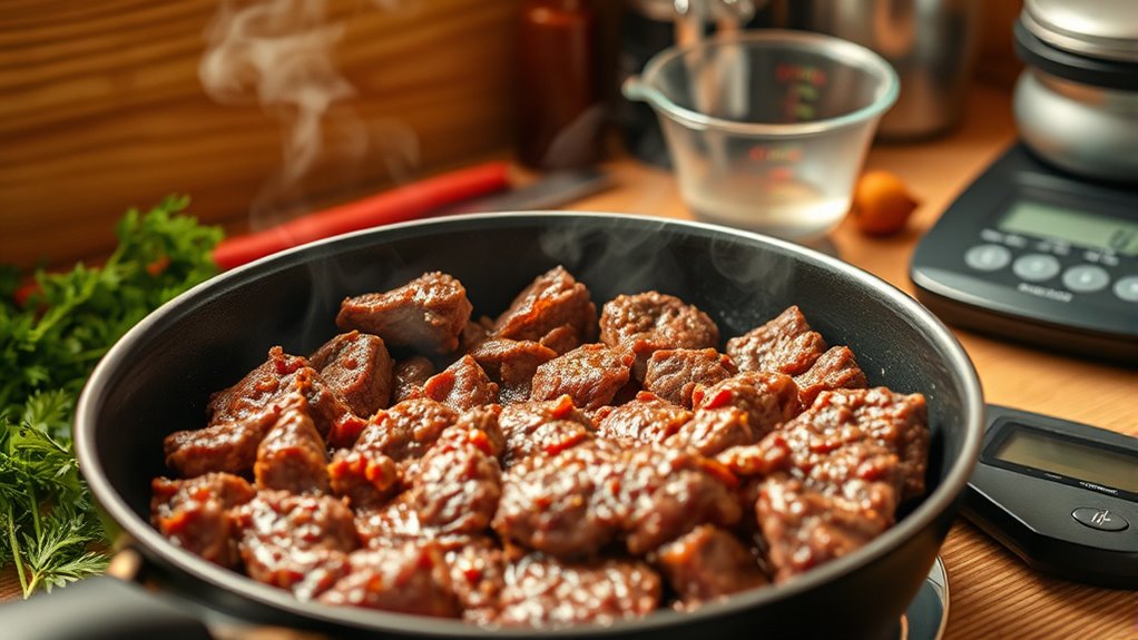 calories in cooked ground beef