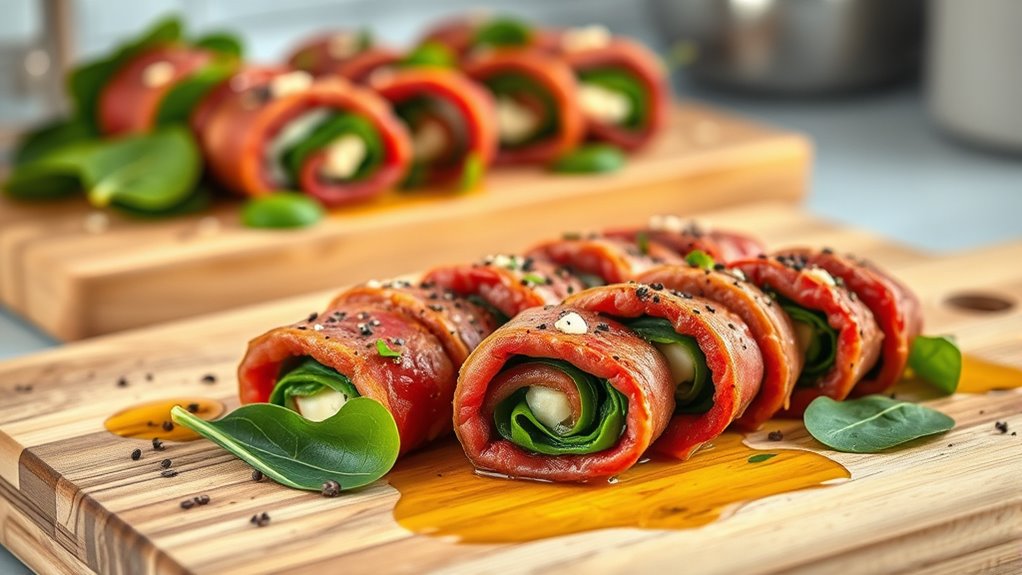 cook beef spinach cheese