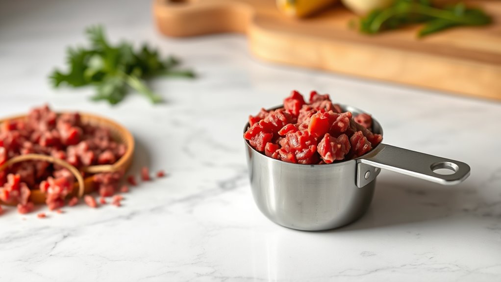 half cup lean beef calories