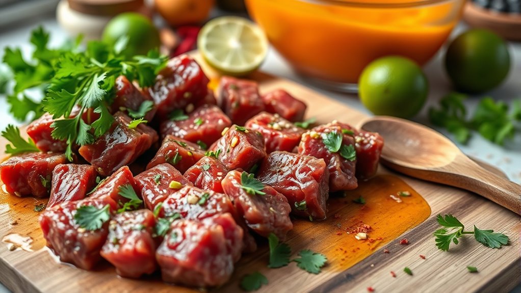 marinate beef with herbs