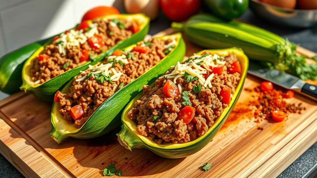 stuffed zucchini with beef